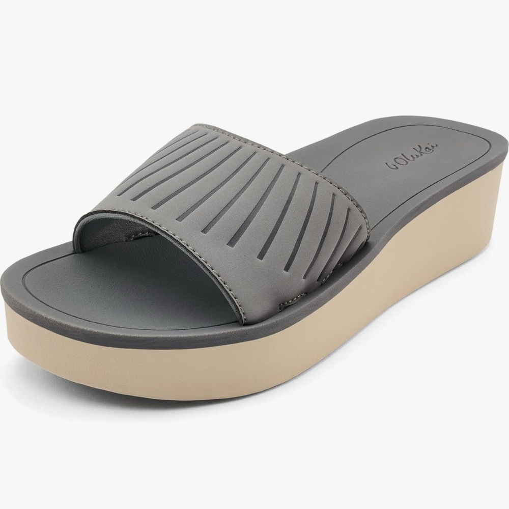 NWT Olukai Halu’a Platform Slide in Poi/ Off White